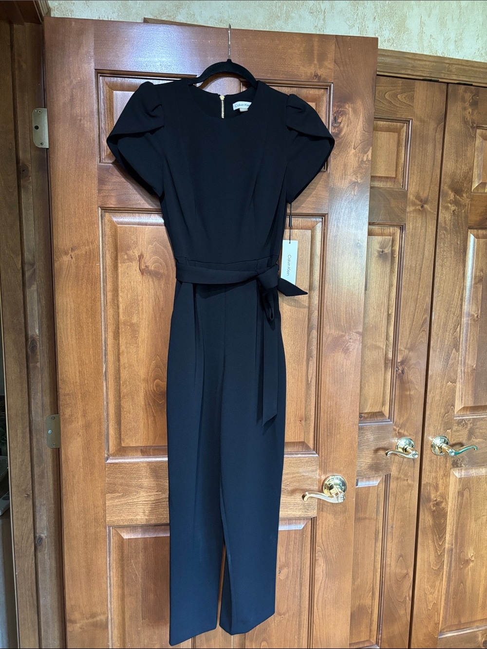 NWT Calvin Klein Black Tie-Waist Jumpsuit SZ 2